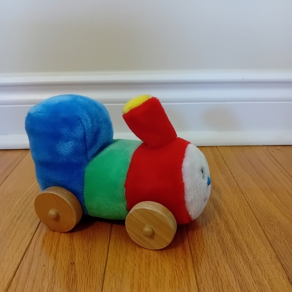 Vintage 80s‎ Eden Toys 8" Plush Train W/ Moving Wooden Wheels - Picture 4 of 8